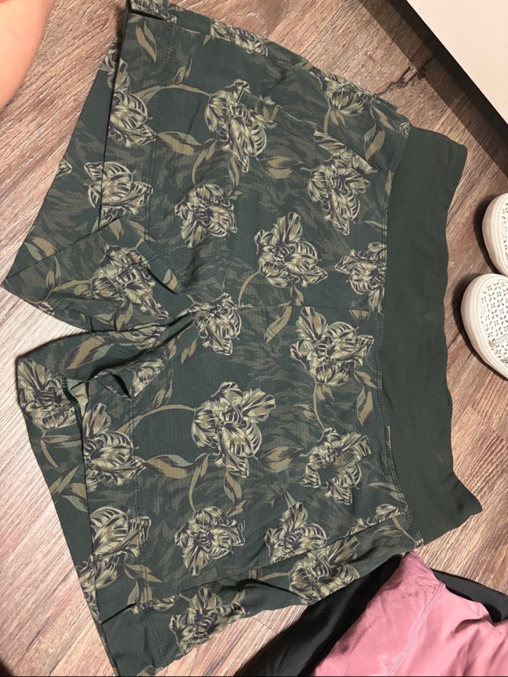 Athleta Green Floral Athletic Shorts